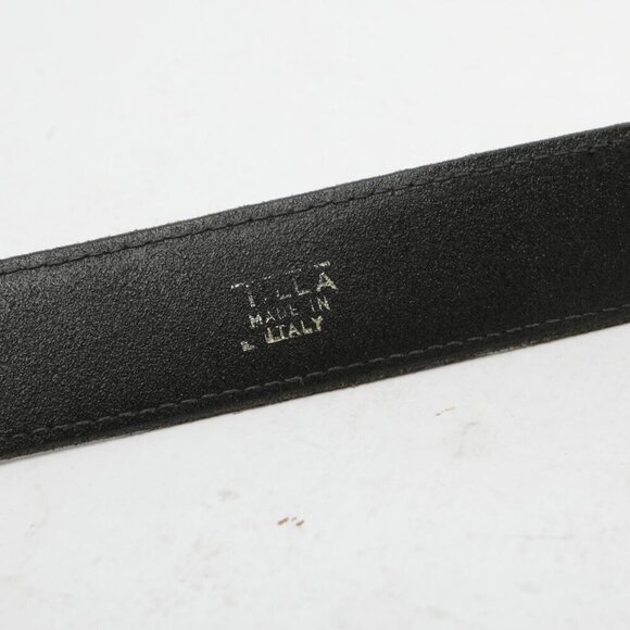 Vintage TILLA Leather Belt Gold Studded Claw Pin Buckle Italy 80s Cream Beige - Picture 6 of 9